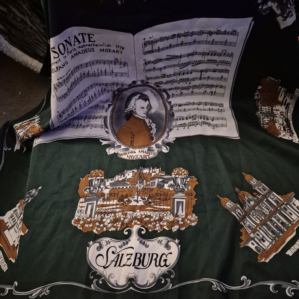 Mozart Salzburg Sonata Themed Green Scarf